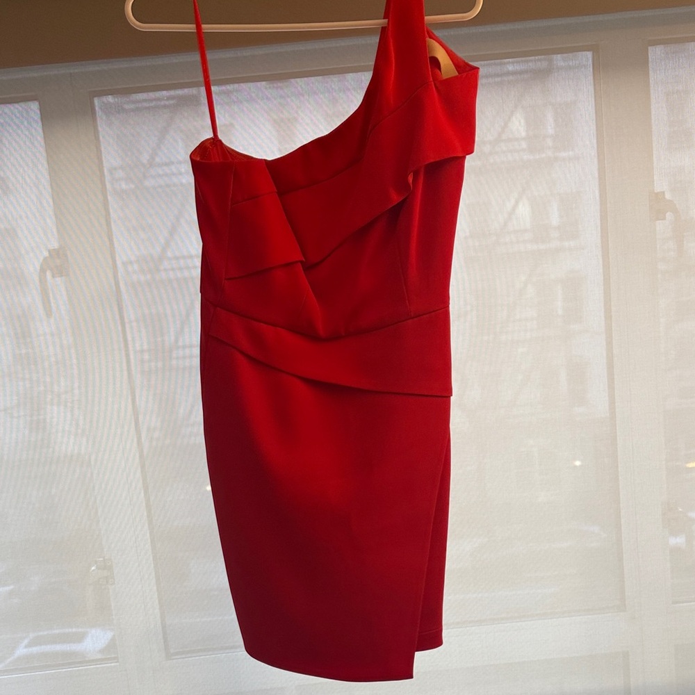 Elegant Red Orange One-Shoulder Dress